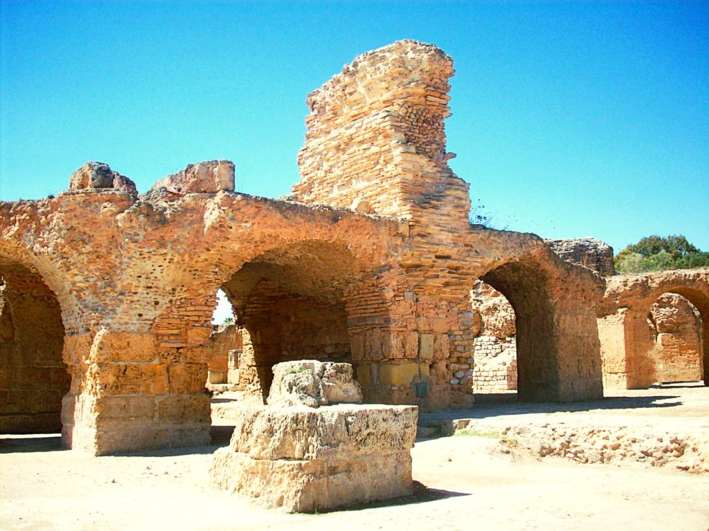 Ruines des thermes romains de Carthage, en Tunisie.